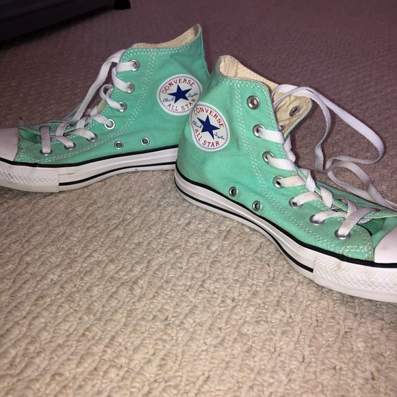 teal high top converse